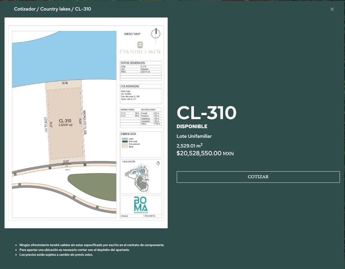 Referencia de cotizador CL-310 en Country Lakes