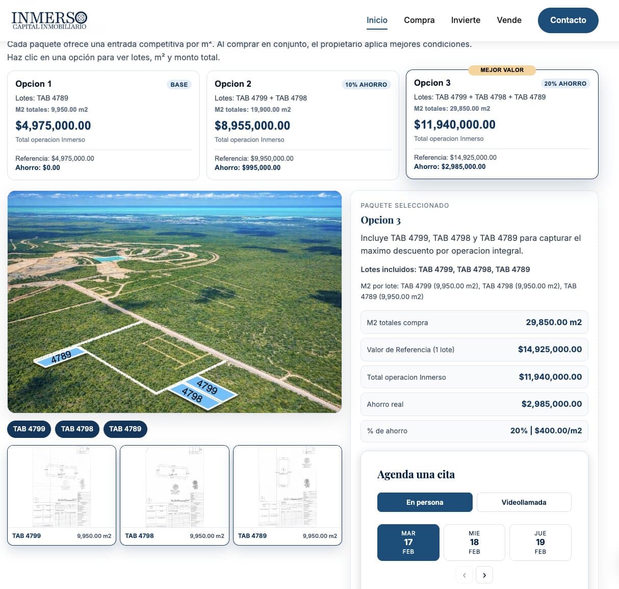 Caso real de pagina a medida para comercializar terrenos